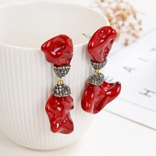 New Long Drop Earrings 2020 Trend Black Rhinestone Hanging Earrings Womens Jewelry 10 Color Irregular Shell Kolczyki Wholesale