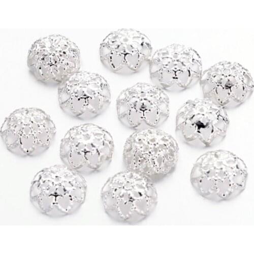 About 100pcs/10g Flower Iron Bead Caps End Caps Connector for DIY Bracelet Necklace Jewelry Making Findings 9x4mm Hole: 1mm