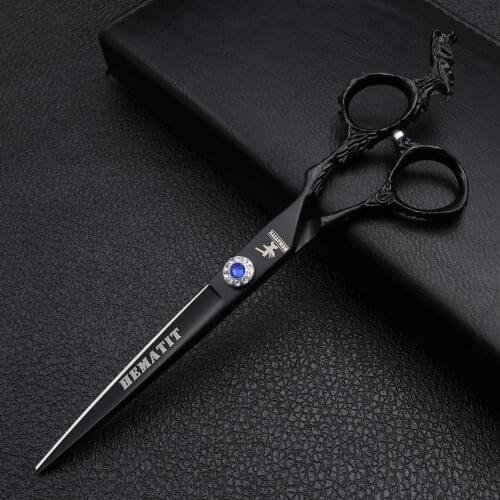 7 inch black barber cutting scissors Japan 440C high quality hair scissors barber shop hairdressing scissors