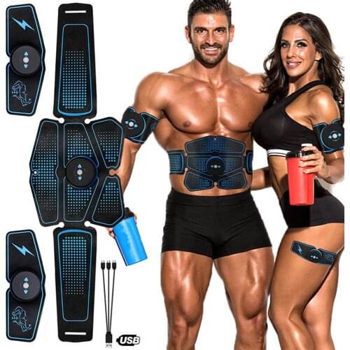 Rechargeable EMS Abdominal Muscle Stimulator Trainer ABS Electrostimulation Fitness Massager Gym Arm Abdomen Muscular Exercise