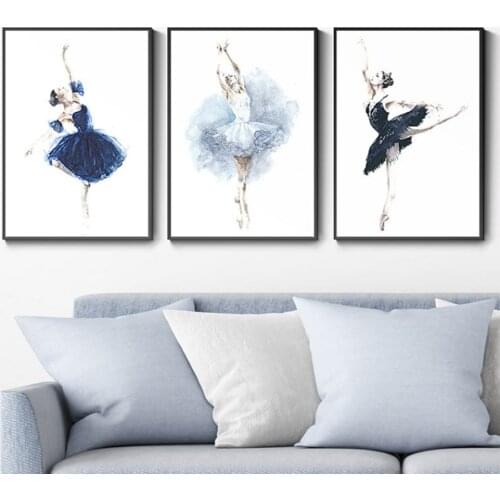 SURE LIFE Watercolor Ballet Poster Girls Wall Art Canvas Printings Paintings Pictures Gift for Bedroom Home Decorations