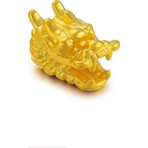Authentic 24K Yellow Gold Pendant Lovely Dragon Head Bead Pendant
