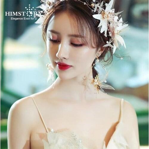 HIMSTORY Handmade Sweet Flower Brides Headbands Eleagnce Girls Headpieces Evening Party Birthday Gift Hair Jewelries