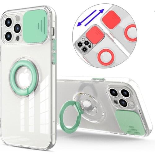 Transparent Ring Holder Phone Case For iPhone 12 11 Pro Max XR XS Max X 8 7 Plus 12 Mini 11 Camera Protection Clear Back Cover