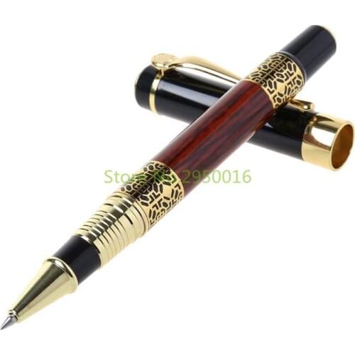 Luxury Metal Ballpoint Pen Imitation Wood Emboss Pattern Rollerball Pen Office School Stationery Writing Supplies Gift C26
