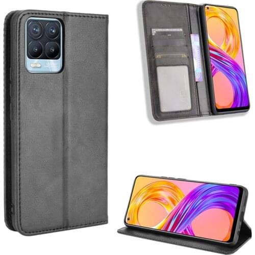 For OPPO Realme 8 5G Case Luxury PU Leather Wallet Magnetic Adsorption Case For Oppo Realme 8 Pro Realme8 Protective Phone Bags