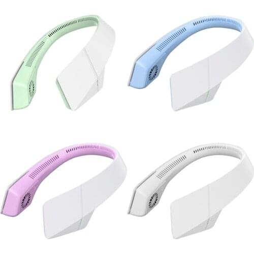 Neck Fan,USB Rechargeable Fan Mute Sports Fans Leafless Hanging Neck Fans Air Cooler Wearable Neckband Fans