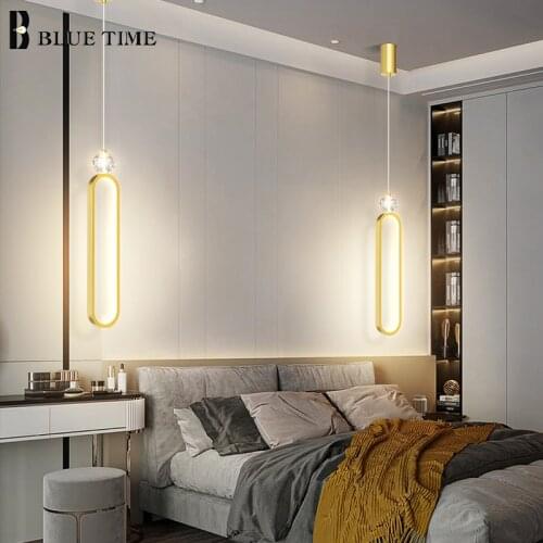 Gold Frame Led Pendant Light Modern Home Pendant Lamp For Bedroom Bedside Fixture Livng Room Dining Room Hanging Lamp 110v 220v