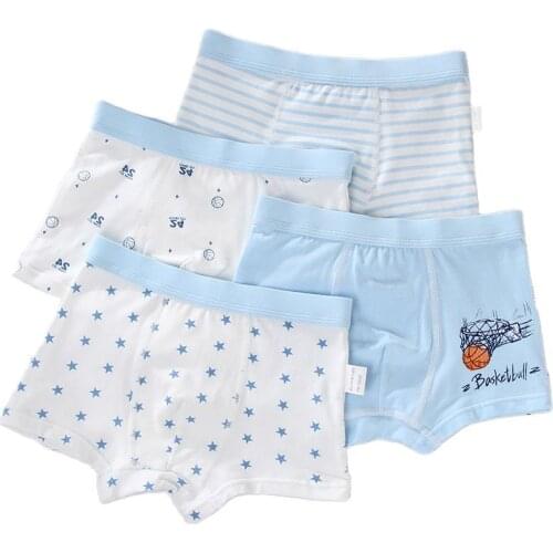 4PCS Sets Childrens Underwear Green Cartoon Shorts Soft High Quality Cotton Underwear Kids Boy Underpants School Boys Panties