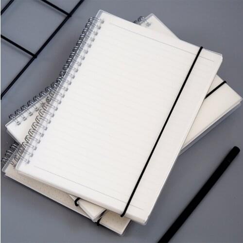 A5 Hard PP Transparent Cover Spiral Notebook Dot/Line/Blank/Grid/Cornell Inner Page with Bandage