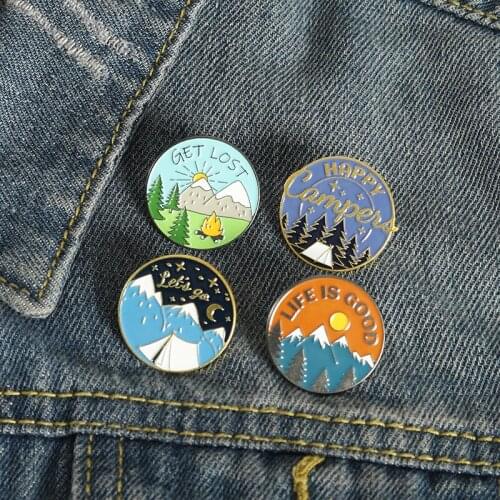 Mountain Pine Tree Pins Enamel Pins Cute Lapel Badges For Clothes Jewelry Collar Brooches Gifts Accessories For Kids Friend