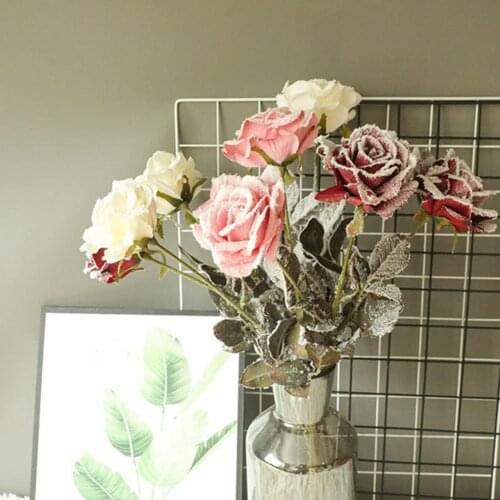 Green Plants Snowflake Rose Imitation Flower Wedding Photo Prop Decor Ornament