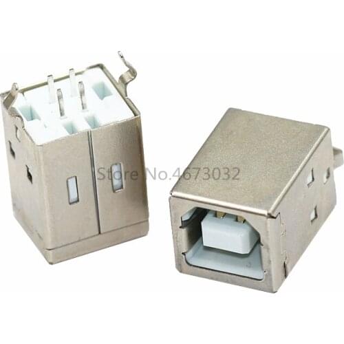1Pcs Square USB Socket USB B Type Female 180 Degree PCB Welding Parent Connector For Printer Data