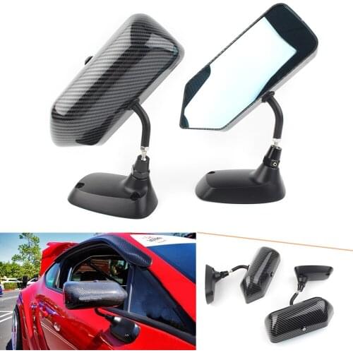 F1 Style Universal Car Side Blue Rearview Mirror Metal Bracket Carbon Fiber Styling Left & Right 2PCS