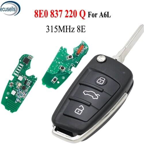 3 Buttons Flip Remote Key Control Fob 8E0 837 220Q 315MHz With 8E Chip for Audi A6L Q7