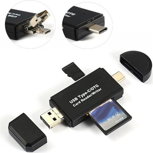 3-in-1 Micro Type-C OTG to USB 2.0 Card Reader Adapter SD/Micro SD Card Reader Standard USB 2.0 Connector For Samsung/LG/Google