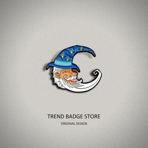 Trend white beard grandpa star hat moon elf drip oil brooch badge brooch accessories accessories