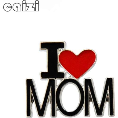 CAIZI New Black Word Heard Brooches and Enamel Pins for Women Cute Broshes Stard Mothers day Jewelry Accessories Party Gifts