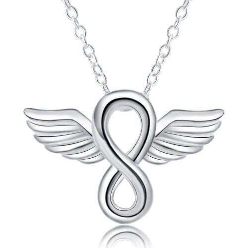 925 Sterling Silver 18 Inches Angel Wings Pendant Necklace For Women Man Fashion Wedding Engagement Party Charm Jewelry