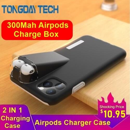 Tongdaytech 2IN1 Case For iPhone XS Se2 11 Pro Max Coque XR X 8 7 6 Plus Cover For Apple Airpods 2 1 With 300Mah Charging Box