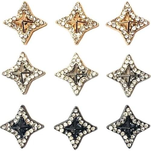 15mm Four Points Star Rhinestone Inlaid Rivet Cap Stud Leather Craft Wallet Belt Bag Shoe Clothes Trims Jewelry Accessories