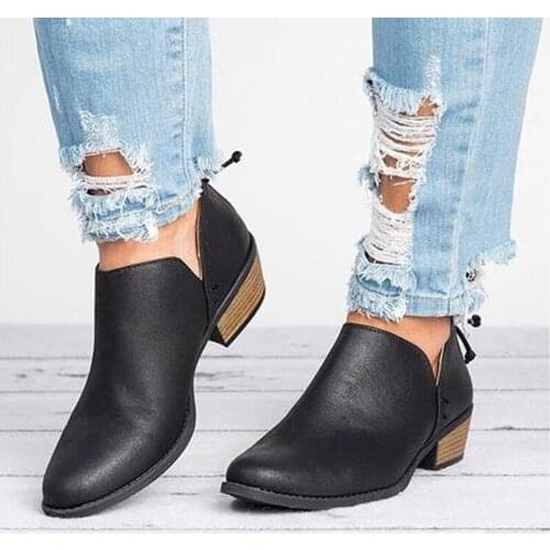 Spring Autumn Women Butterfly-Knot Chelsea Boots Slip-On Med High Heels Female Shoes Short Boots Pointed Toe Shoes Woman