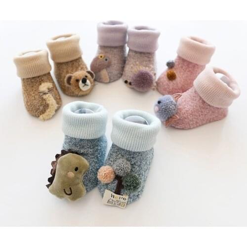 Baby winter anti slip long Socks Newborn infant boy girl Cute Coral fleece Thicken warm Sock toddler children Clothing Accessory