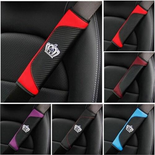 PU Leather Car Seat Belt Cover With Crown Universal Auto Seat Belt Covers Shoulder Padding Protection Auto Interior Accessories