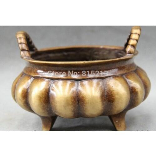 Bi001062 6 " China Chinese Buddhism Copper Folk circular Incense Burner Censer