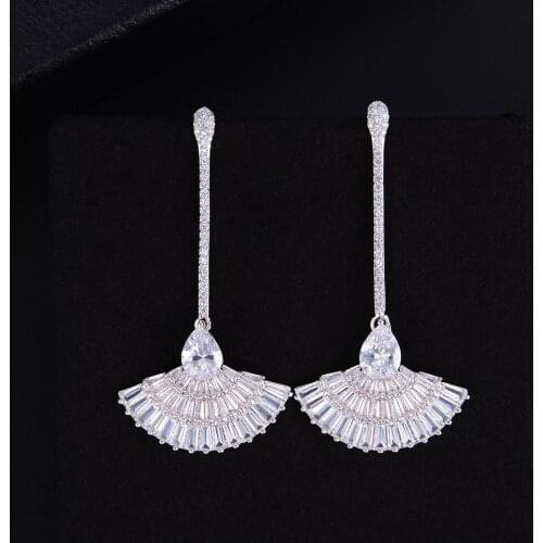 LARRAURI Trendy Clear Cubic Zirconia Dangle Drop Earrings for Women Party Bridal Wedding Jewelry Women Earrings серьги женские