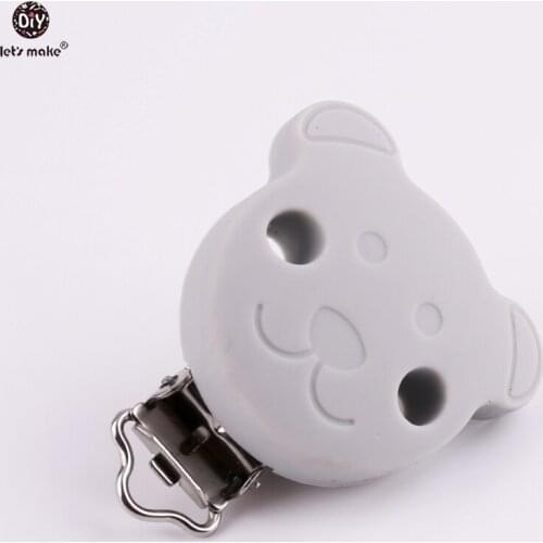 Lets make Light Gray Baby Silicone Cartoon Lovely Bear Clip BPA Free DIY Dummy Clip Chains Baby Nursing Accessories Pacifier