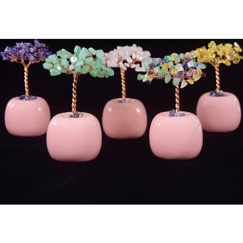 Natural Mini Crystal Lucky Tree Office Home Furnishings Fashion and Simple Crystal Tree