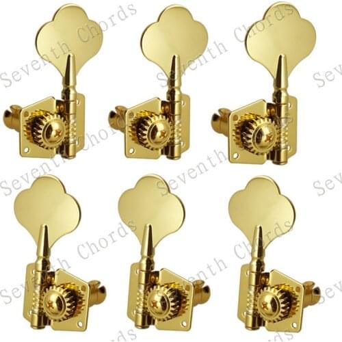A Set 6 Pcs Gold Open Gear 6 String Bass Guitar String Tuners Tuning Pegs Keys Machine Heads - 3L3R & 2L4R & 4L2R for choose