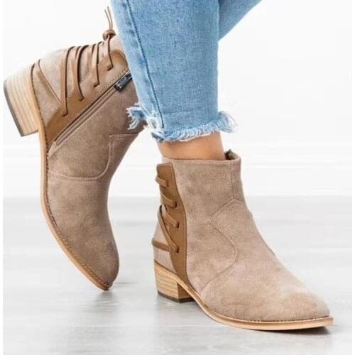 2020 the new womens shoes with suede middle heel zipper and large size thick heel strap in Europe and America are womens boots