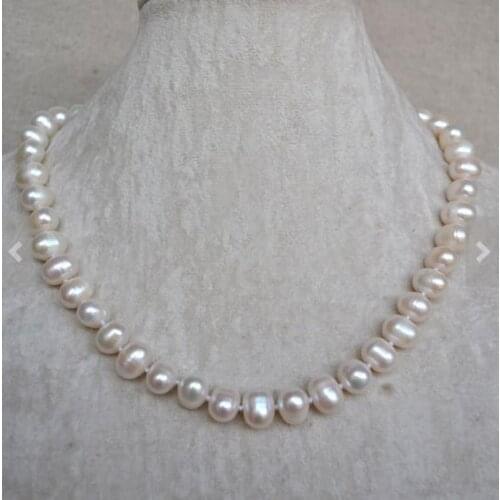 New Arrival Favorite Pearl Necklace 9-10MM White Potato Real Freshwater Pearl Handmade Fashion Jewelry Charming Women Gift