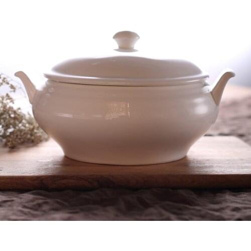 Chinese style personality creative large pure white new bone China cerami household simple high quality soup pot ceramic product