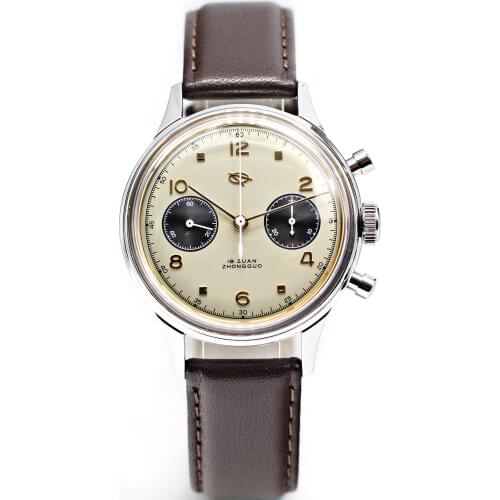 Pilots Mens Chronograph Watch Sapphire Acrylic Gooseneck 1963 Seagull Movemen Men Military Mechanical Wristwatches Reloj Hombre