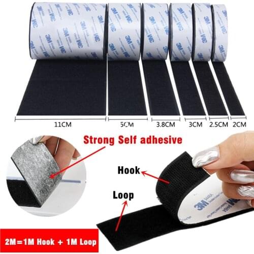 2M Strong Self Adhesive Hook and Loop Fastener Tape with Glue Heavy Duty Strips Sticker for Home Office School Car DIY Crafting