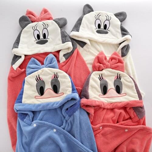 Factory Direct Supply Baby Bathrobe Absorbent Childrens Coral Fleece Hooded Bath Towel Cartoon Hooded Baby Bath Towel Cloak