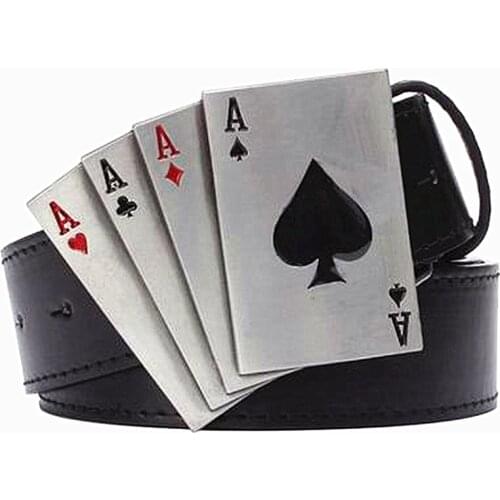 Metal punk belt rock style Lucky Poker gamble metal buckle belts lucky Playing card belt punk Hip hop decorative belt