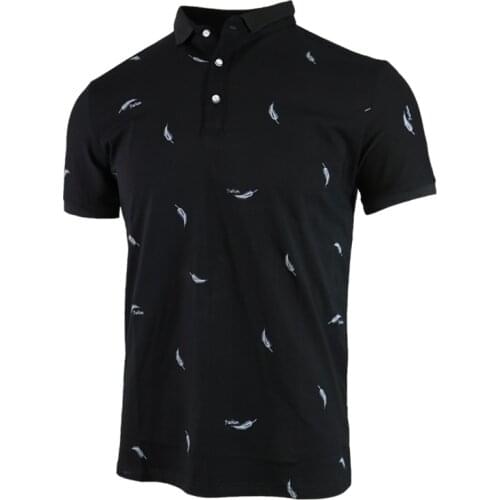 Brand Mens Polo Shirts Male Cotton Feather Print Summer Tees Tops Short Sleeve Slim Fit Korean England Style Polos Mens Muls