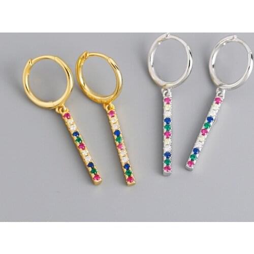 925 Sterling Silver Crystal Colorful Studs Earrings For Women Girls Wedding Engagement Jewelry Accessories eh185