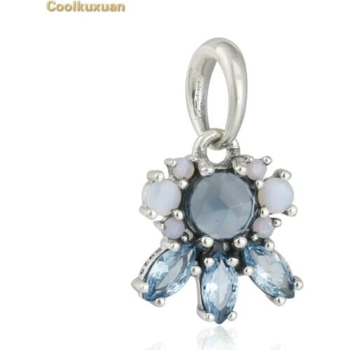 925 Sterling Silver Muticolor Faceted Crystals Patterns of Frost Pendant Charms Beads Fits Pandora Bracelet Winter New