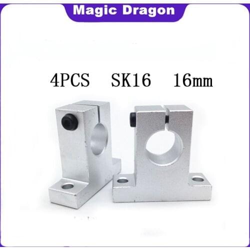 Magic Dragon Free Shiping 4 pcs SK16 SH16A 16mm High quality Shaft Support Linear Shaft Support Linear Rod CNC Router SH16A