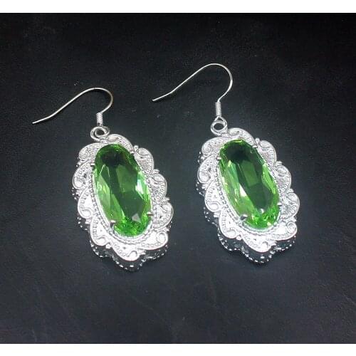 Hermosa Wonderful Handmade Green Topaz Genuine 925 Silver Dangle Drop Hook Earrings Jewelry Gifts for Women Girls 20213757