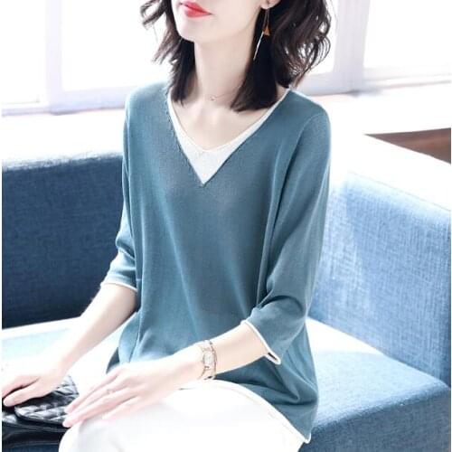 Womens Ladies Solid Knit Top Loose T-shirt Tops