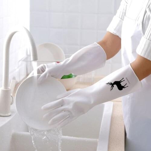 Female Waterproof Rubber Latex Dishwashing Gloves Kitchen Durable Cleaning Housework Chores Dishwashing Tools