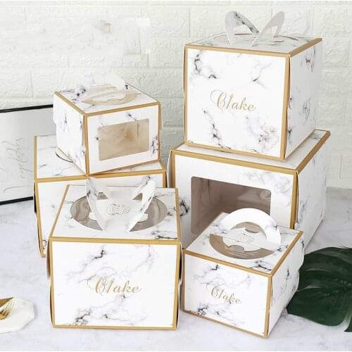 10pcs Net red creative 4inch/6inch/8inch cake packaging box creative protable square dessert paper boxes party favors gift box