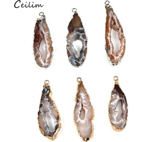 2PCS Natural Stone Pendant for Diy Earring Necklace Making Irregular Crystal Quartz Druzy Charm Jewelry Findings Wholesale