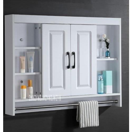 3066 Solid Wood Storage Hidden Mirror Cabinet Wall Hanging Cabinet Bathroom Locker Cabinet With Stainless Steel Towel Rack